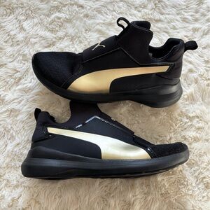Puma Black and Gold Sneakers